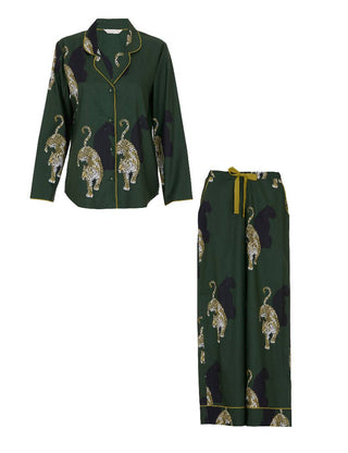 Olive Leopard Print Pyjama Set