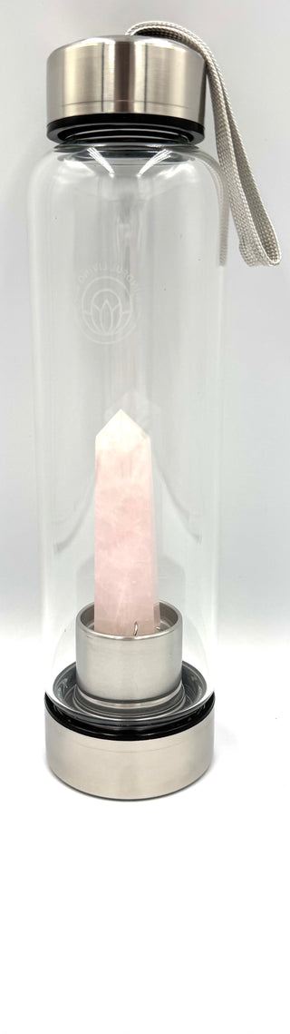 Rose Quartz Gemstone Glass Water Bottle