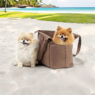 Soho Poms Caramel Waxed Cotton Rainy Poms Dog Carrier
