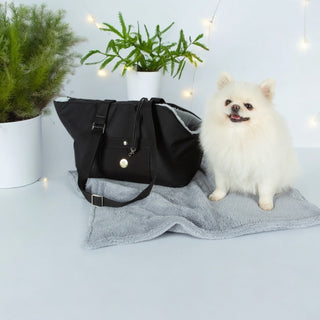 Soho Poms Black & Light Blue Luxury Rainy Bear Dog Carrier with Zipper