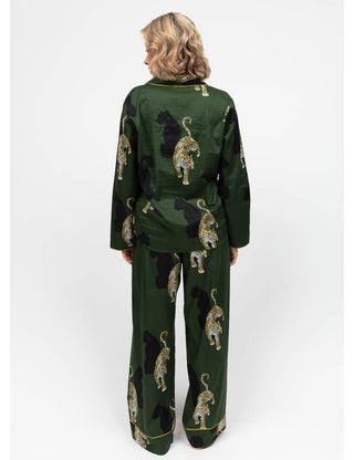 Olive Leopard Print Pyjama Set
