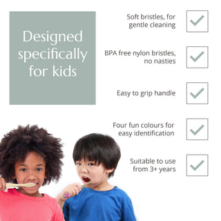 Children’s Bamboo Toothbrushes – Aqua (Pack of 4)