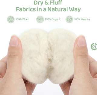 6 Wool Dryer Balls with Cotton Storage Bag