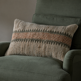 Nkuku Zairya Block Print Cushion Cover – Rust & Moss