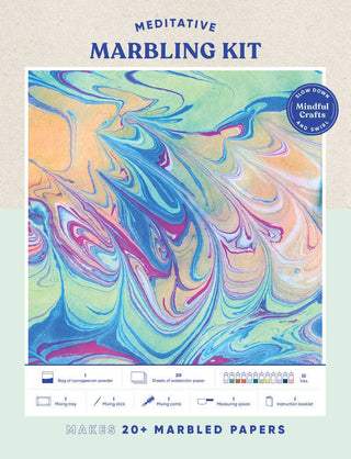 Mindful Paper Marbling Kit for Adults – 12 Paints & 20 Sheets