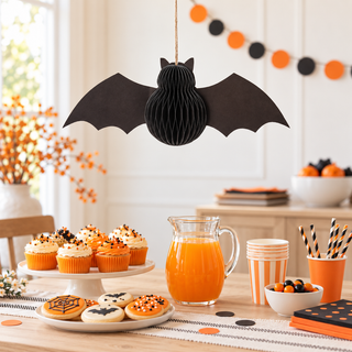 Sass & Belle Black Honeycomb Paper Bat Halloween Decoration