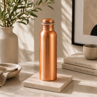 El Cobre Handcrafted Matt Copper Water Bottle – 700ml.