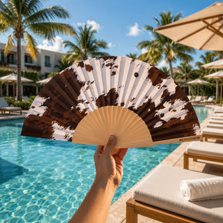 Fantastico Fans Cow Print Hand Fan | Statement Bamboo Fan