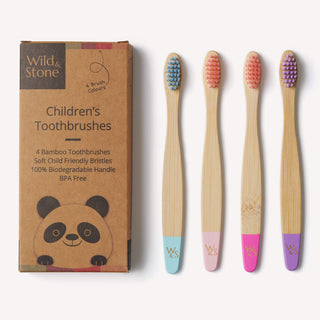 Children’s Bamboo Toothbrushes – Candy Colours (4 Pack)
