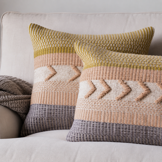 Nkuku Tuleeka Woven Cushion Cover Rectangular Ochre – Wool & Recycled Fibre