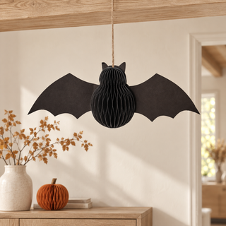 Sass & Belle Black Honeycomb Paper Bat Halloween Decoration
