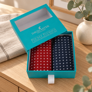 Dalaco Red & Blue Spot Cotton Handkerchief Gift Set | Men’s Pocket Square Handkerchiefs