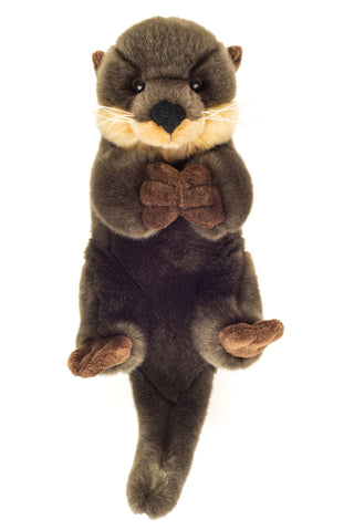Plush toy otter with a bow tie on a white background - Pangolins