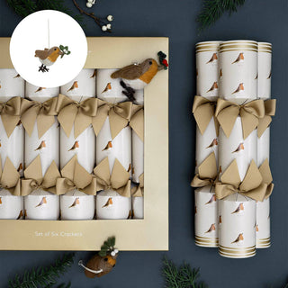Sophie Allport Robin Christmas Crackers – Set of Six (Eco-Friendly Christmas Table Setting)