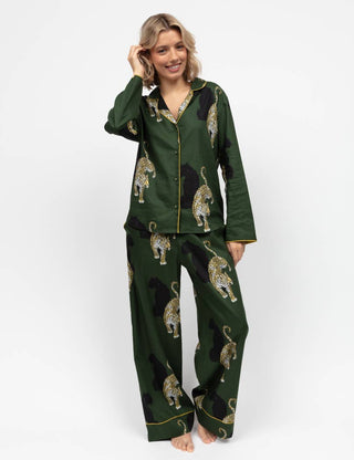 Olive Leopard Print Pyjama Set