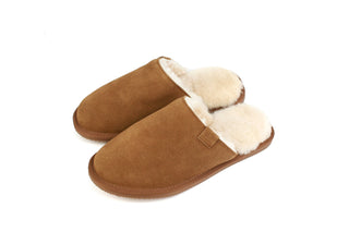 Men’s Sheepskin-Lined Suede Mule Slippers with EVA Sole | Pangolins