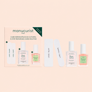 Manucurist S.O.S. Nail Repair Kit – Strengthening Base Coat, Overnight Nail Mask & Mini File Duo