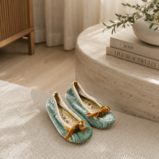 Holistic Silk Jade Silk Velvet Slippers with Magnetic Insoles