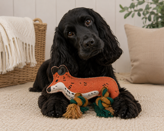Sophie Allport Fox Rope Dog Toy | Squeaky Tug Toy for Dogs