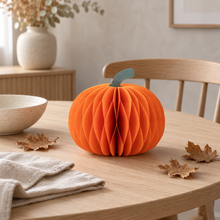 Sass & Belle Orange Honeycomb Paper Pumpkin Standing Halloween Decoration