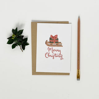 Dachshund pulling a Sledge Merry Christmas Card Pack