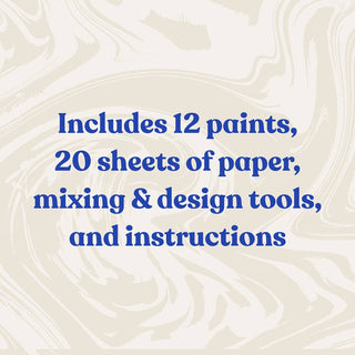 Mindful Paper Marbling Kit for Adults – 12 Paints & 20 Sheets