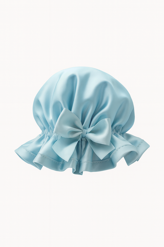 Pastel Blue Satin Luxury Shower Cap