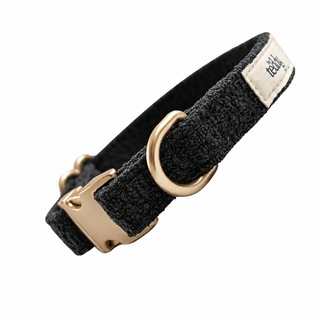 By Teddy Bouclé Dog Collar – Soft Luxury Boucle Pet Collar Midnight