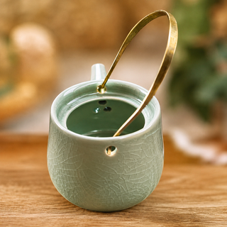 Herbal Jade Teapot Set with Cups – Ceramic Tea Gift Set