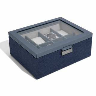 Stackers Navy Watch Box with Glass Lid – 8 Watches
