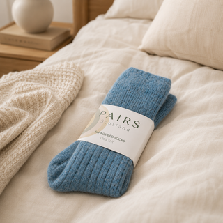 Pairs Ultra Soft Alpaca Bed Socks | Unisex Luxury Cosy Socks Powder Blue Small (UK 4-7)