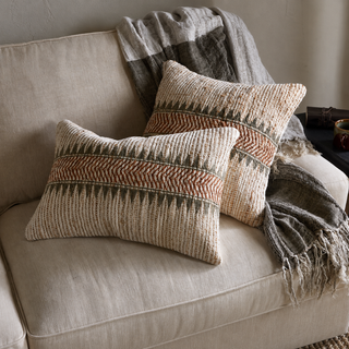 Nkuku Zairya Block Print Cushion Cover – Rust & Moss