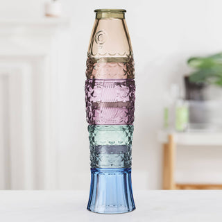 Uberstar Rainbow Fish Glasses – Set of 4 Ombre Stacking Tumblers 250ml