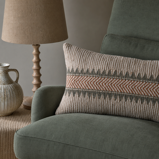 Nkuku Zairya Block Print Cushion Cover – Rust & Moss