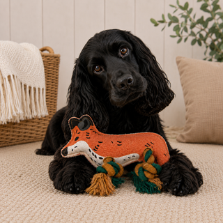 Sophie Allport Fox Rope Dog Toy | Squeaky Tug Toy for Dogs