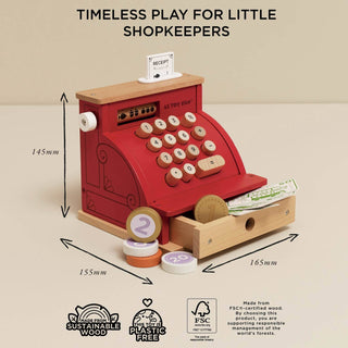 Retro Wooden Toy Till — Pretend Play Cash Register