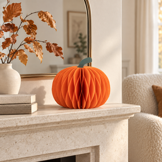 Sass & Belle Orange Honeycomb Paper Pumpkin Standing Halloween Decoration