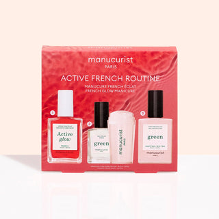Manucurist French Manicure Kit – Active Glow Raspberry, Green Crème Polish, Mani Stamper & Top Coat