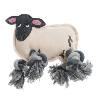 Sheep-shaped dog toy with knotted rope on a white background - Pangolins