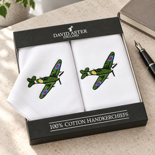 Dalaco Spitfire Embroidered Cotton Handkerchief Gift Box | Aviation Gift for Men