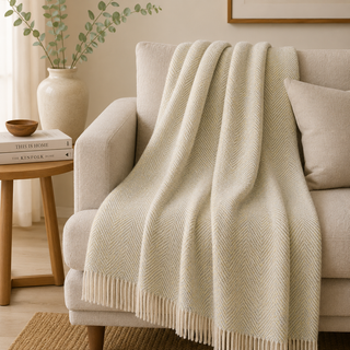 Bronte by Moon Herringbone Wool Throw – Made in Yorkshire