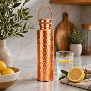 El Cobre Handcrafted Hammered Hook Cap Pure Copper Water Bottle 1L