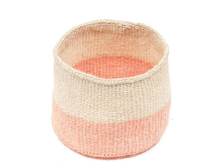 JIONI Handwoven Sisal Storage Basket – Dusky Pink & Natural