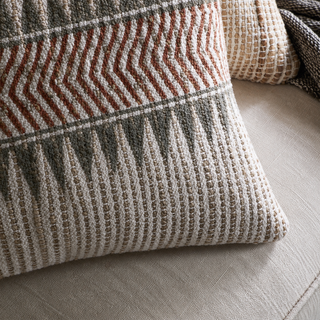 Nkuku Zairya Block Print Cushion Cover Square - Rust & Moss