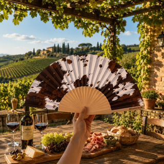 Fantastico Fans Cow Print Hand Fan | Statement Bamboo Fan