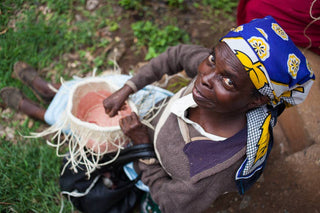 JIONI Handwoven Sisal Storage Basket – Dusky Pink & Natural