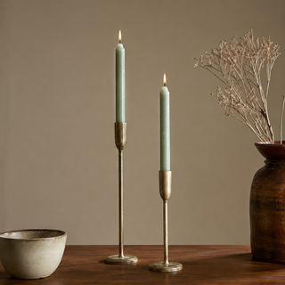 Nkuku Rustic Sage Green Dinner Candles Set of 2