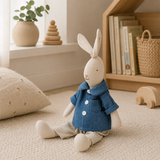 Rex London Bertie the Bunny – Soft Toy in Blue Shirt & Striped Trousers