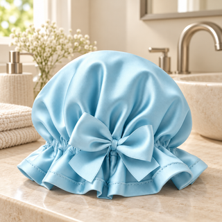 Shower Goddess Pastel Blue Shower Cap - Luxury Hair Protection