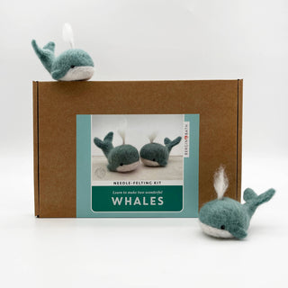 Bergin & Bath Whales Needle Felting Kit for Beginners – Make Two Wool Whales